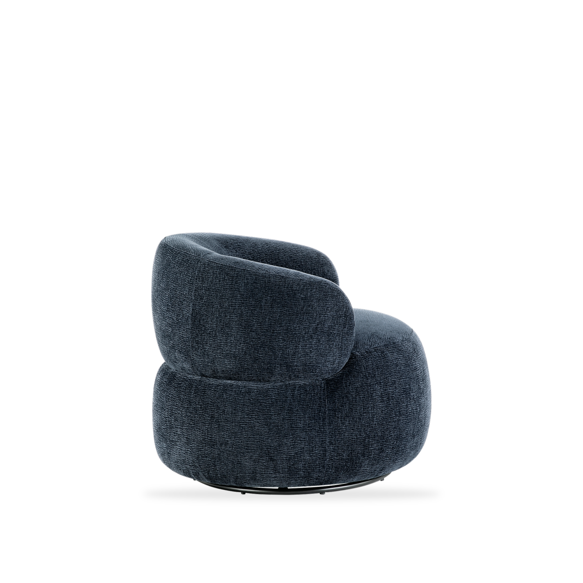 Ruvo blue chenille swivel chair right side view