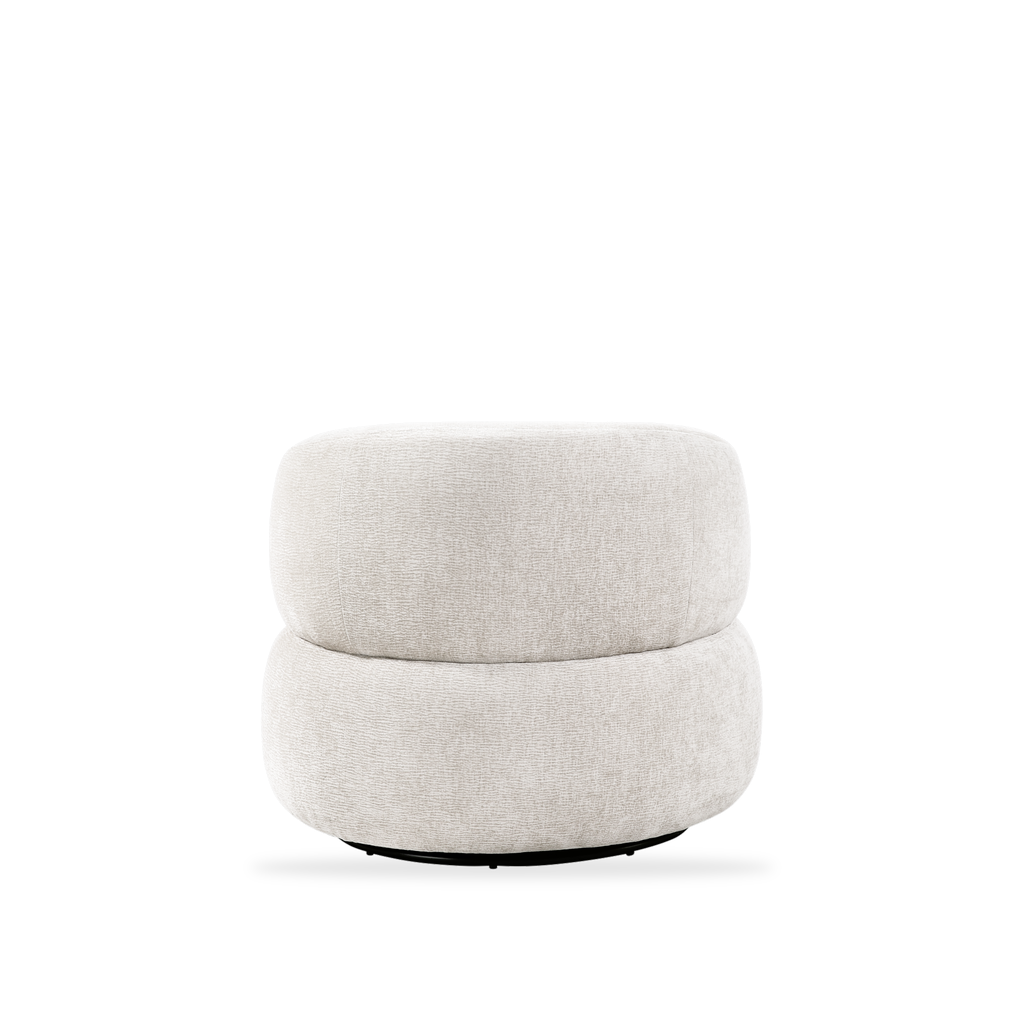 Ruvo light brown chenille swivel chair full back view