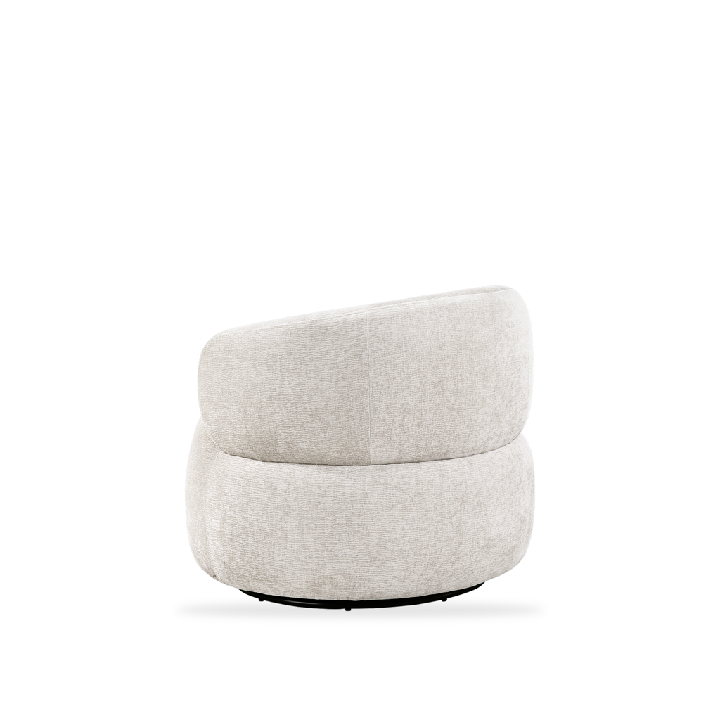 Ruvo light brown chenille swivel chair left rear view