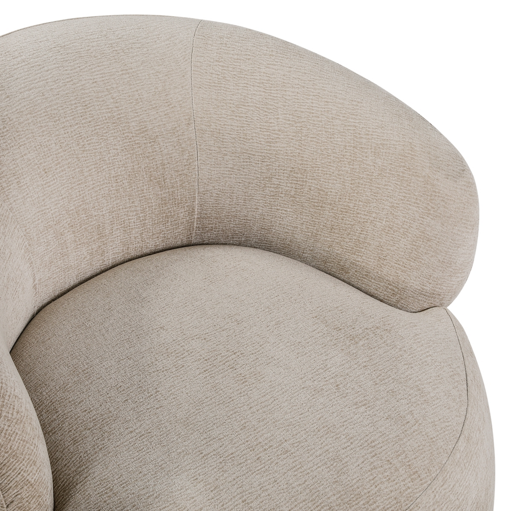 Ruvo light brown chenille swivel chair clean chenille upholstery detail