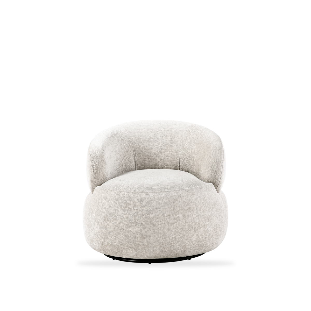 Ruvo light brown chenille swivel chair complete front view