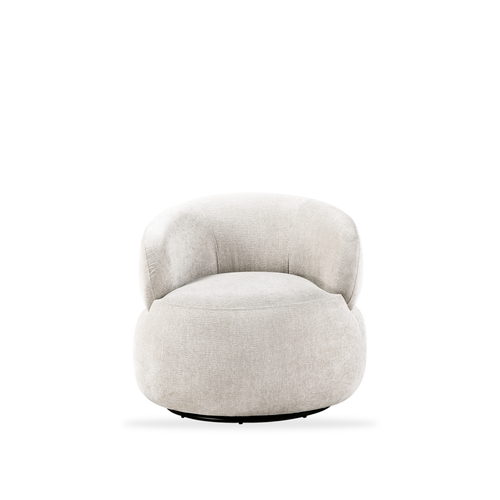 Ruvo light brown chenille swivel chair complete front view