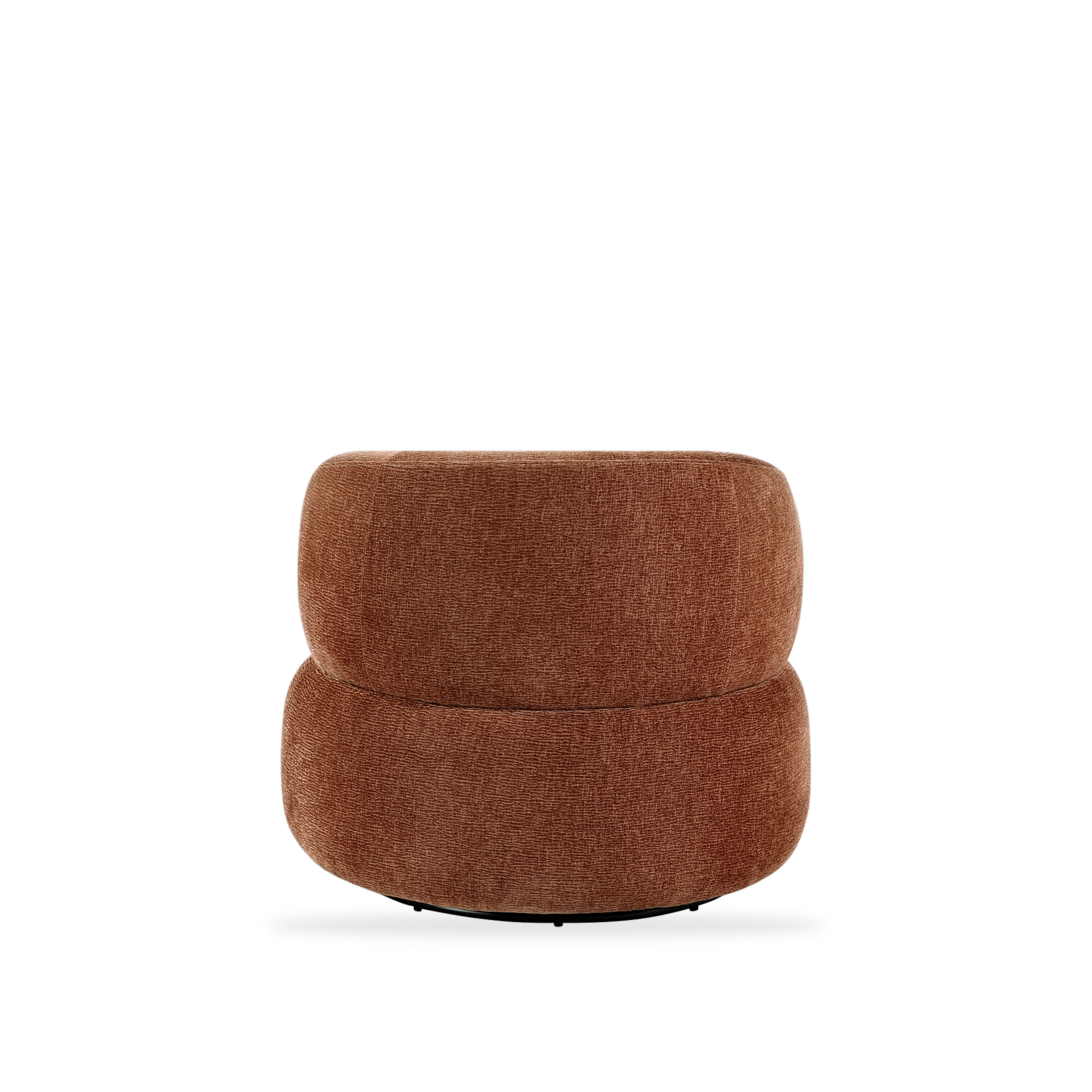 Ruvo rusty orange chenille swivel chair full back view