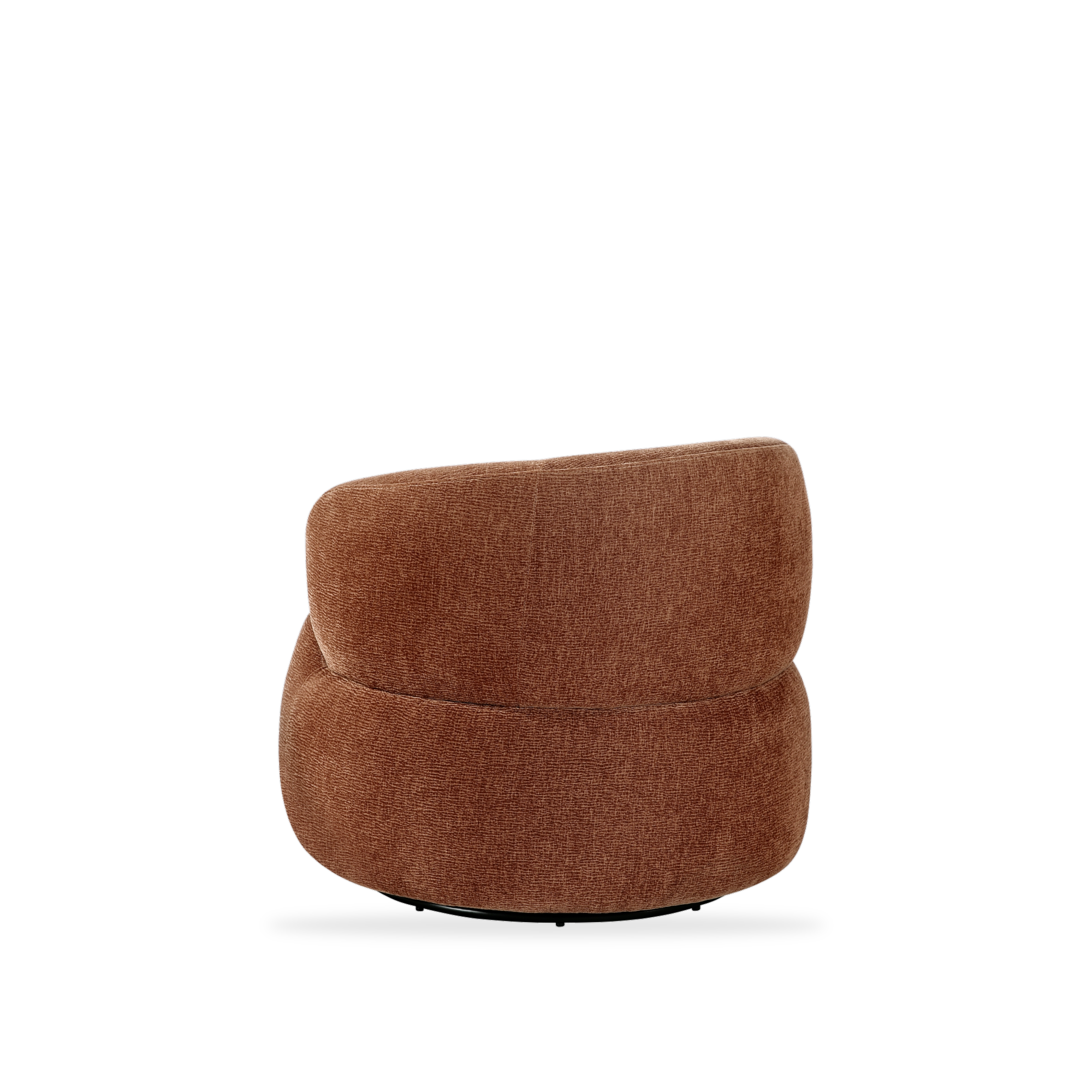 Ruvo rusty orange chenille swivel chair left rear view