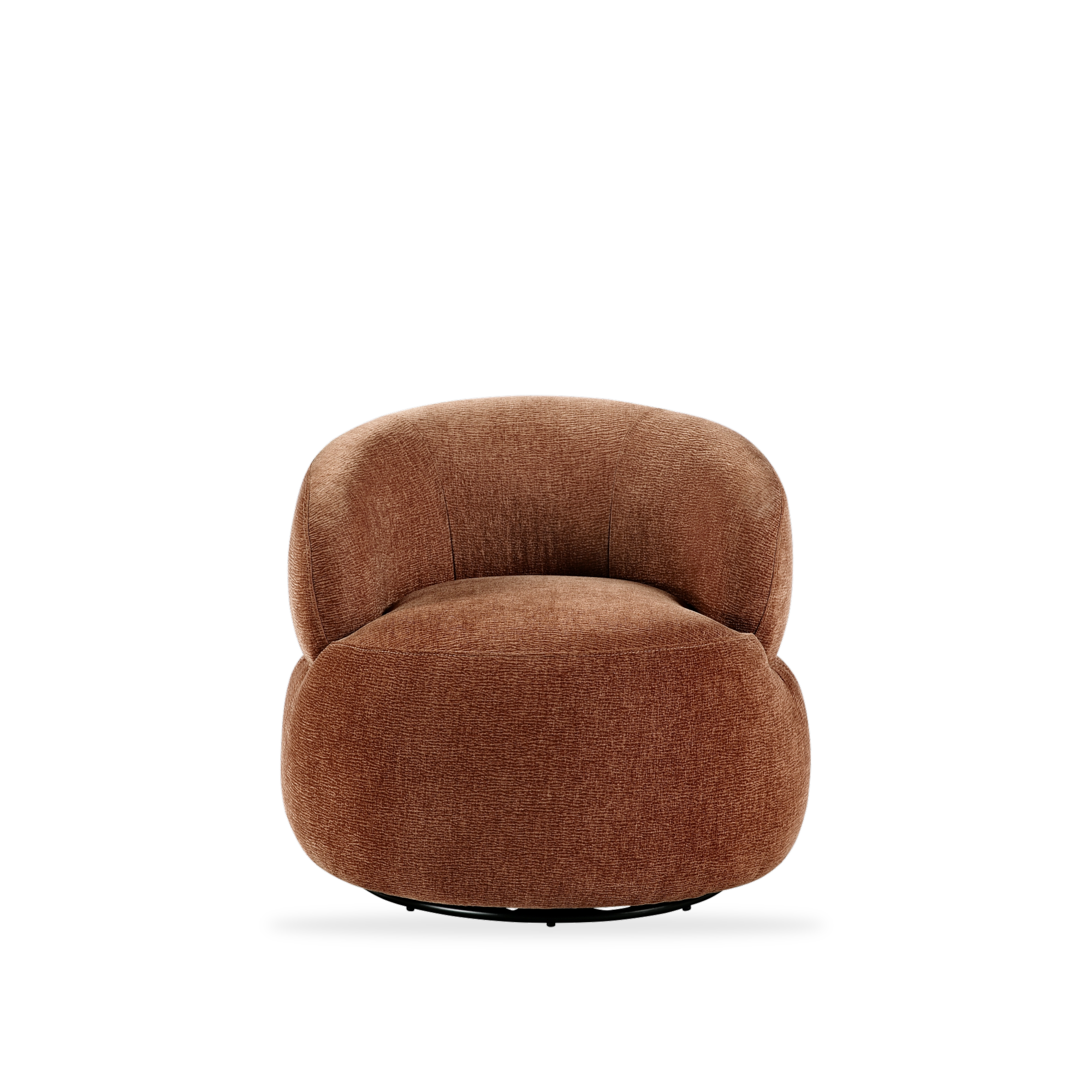 Ruvo rusty orange chenille swivel chair complete front view
