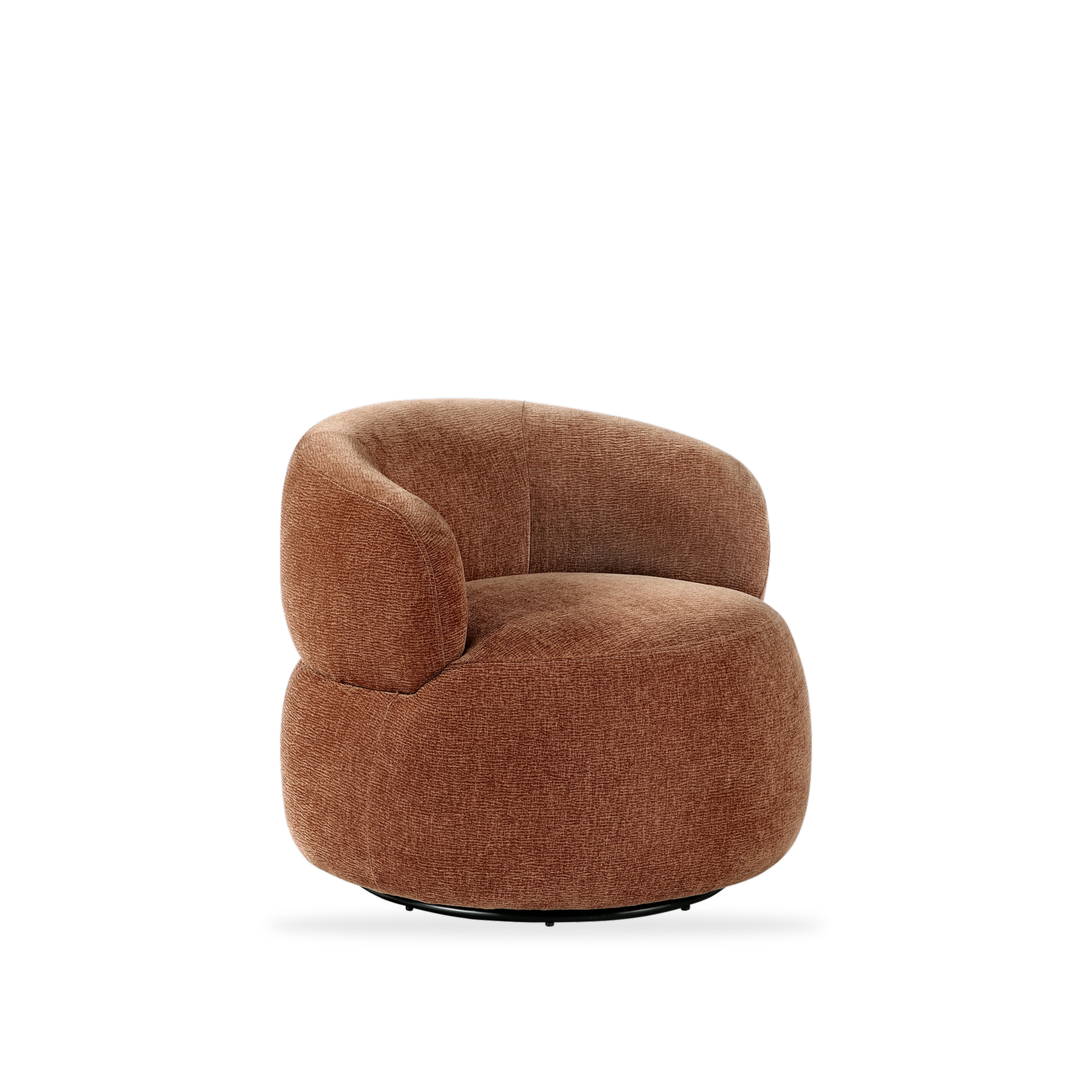 Ruvo rusty orange chenille swivel chair 45 degree view