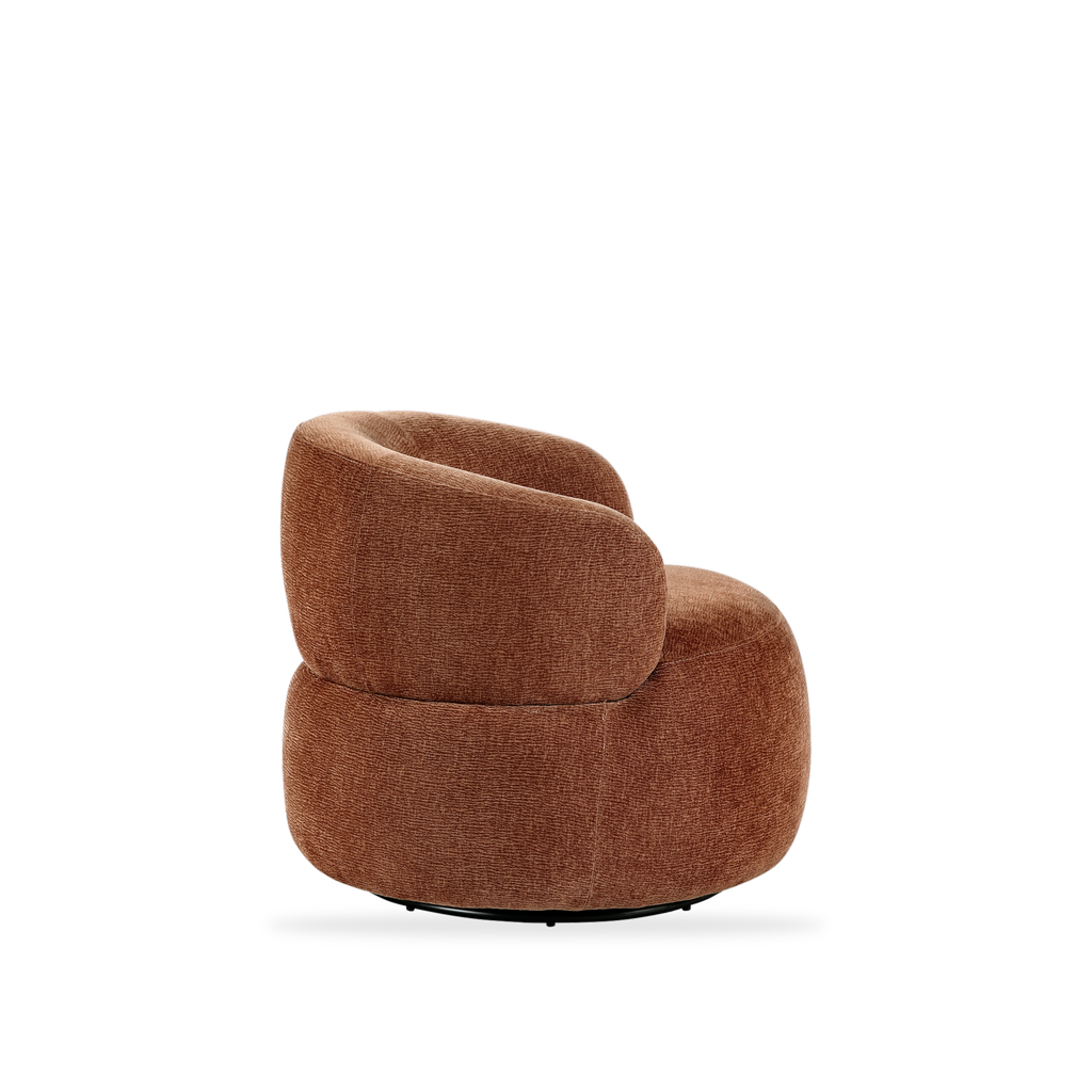 Ruvo rusty orange chenille swivel chair right side view