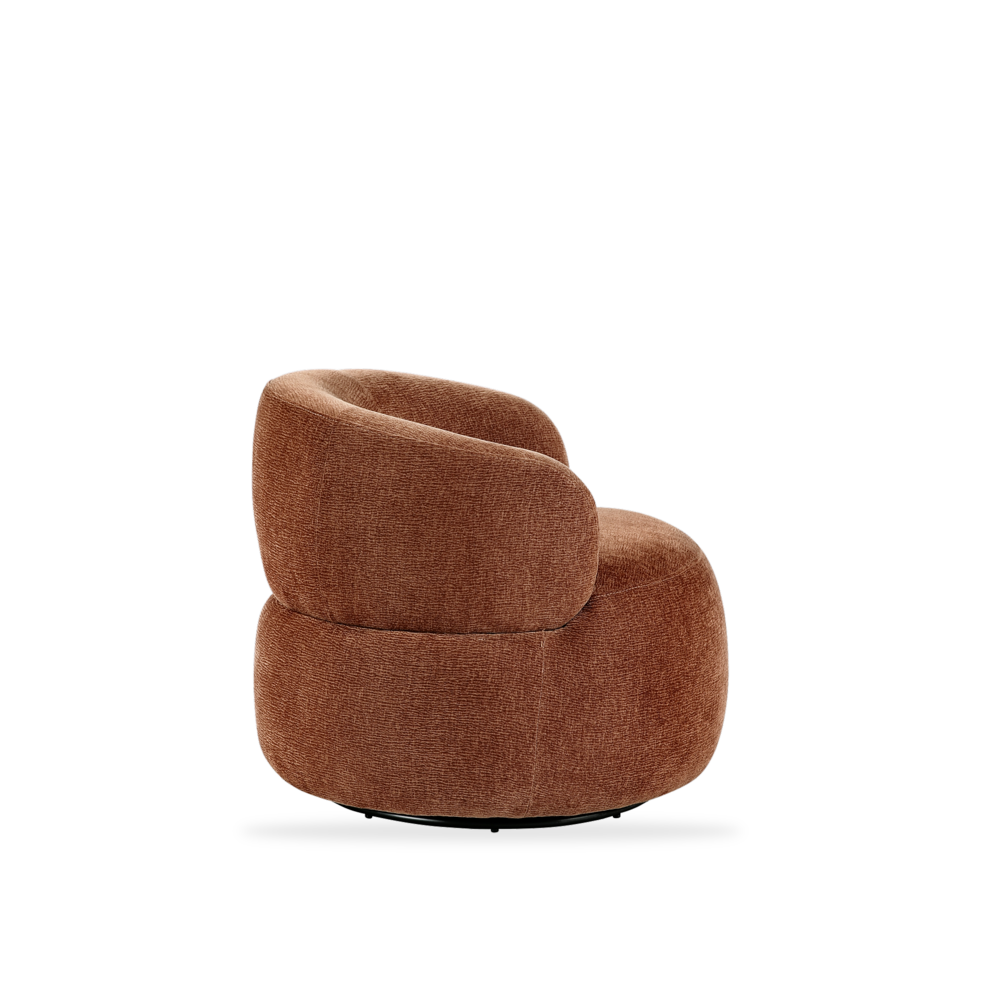 Ruvo rusty orange chenille swivel chair right side view