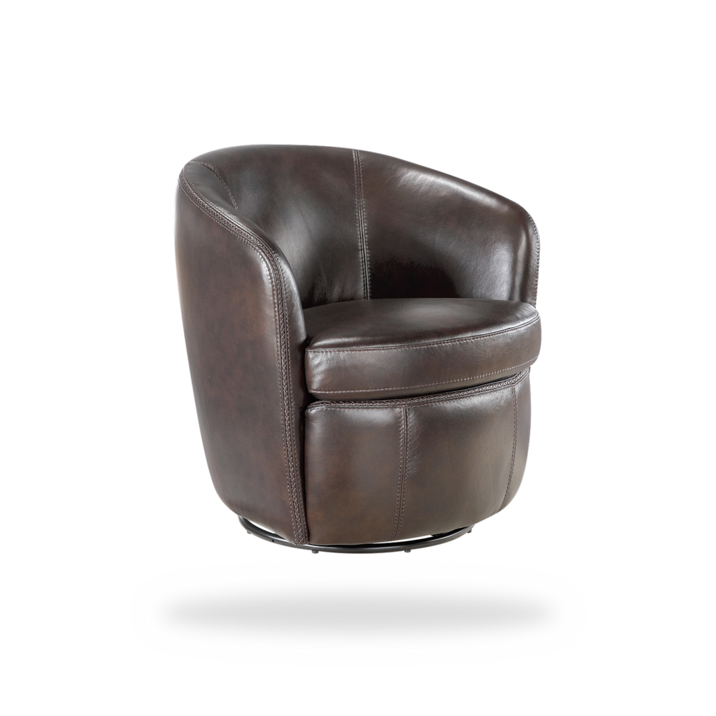 Tanner bronze top grain leather swivel chair 45 degree view