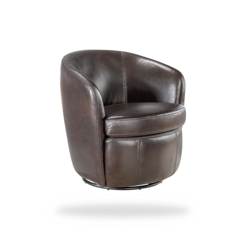 Tanner bronze top grain leather swivel chair 45 degree view