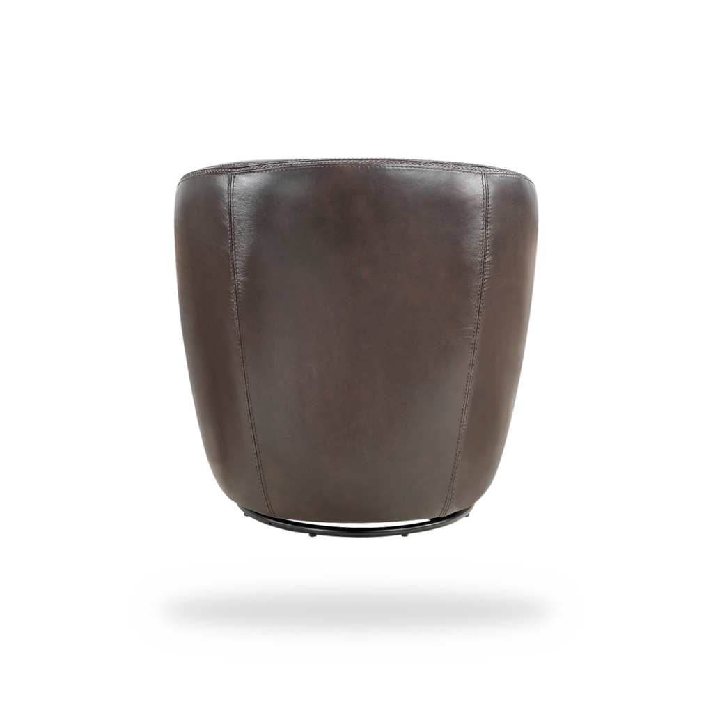 Tanner bronze top grain leather swivel chair back view