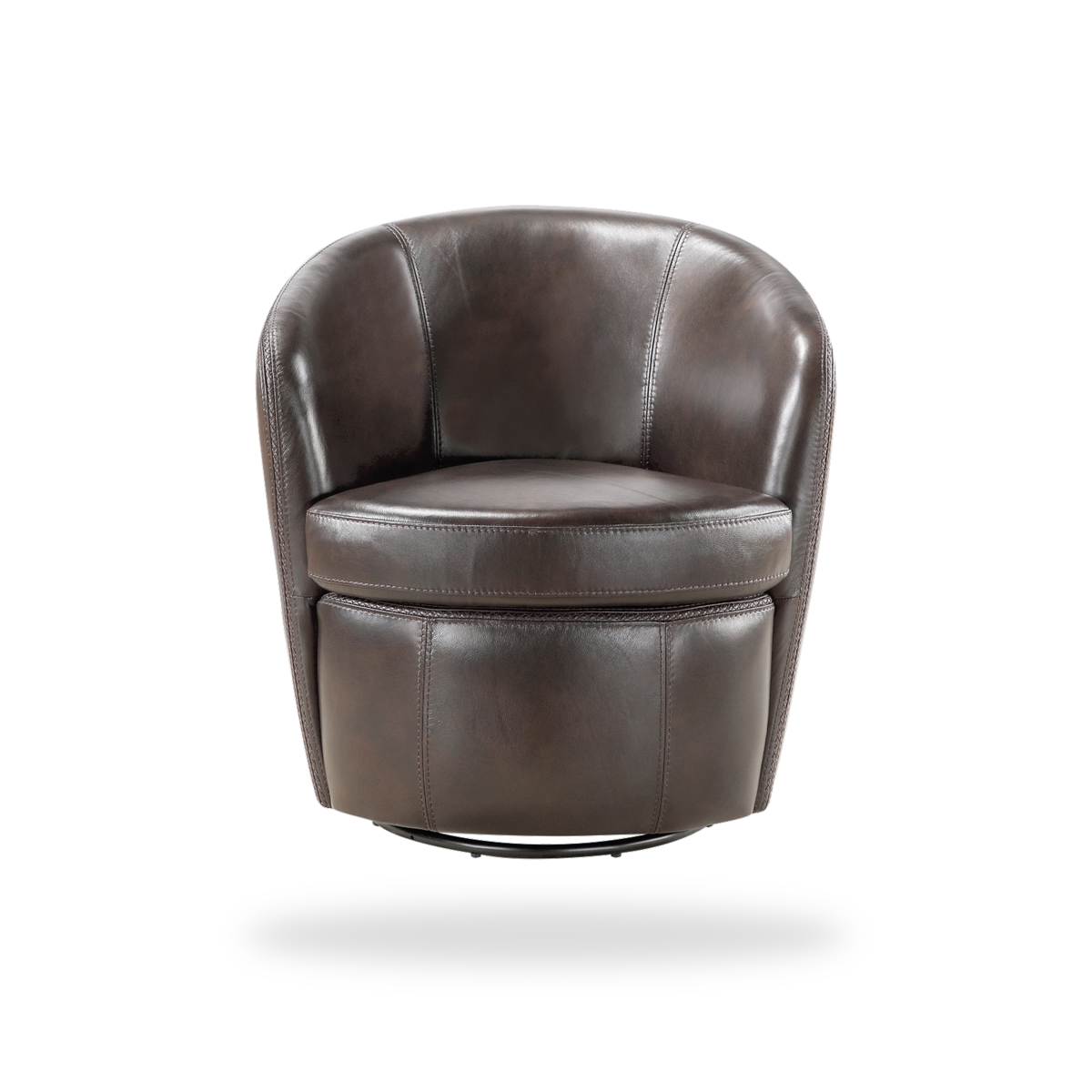 Tanner bronze top grain leather swivel chair complete front view