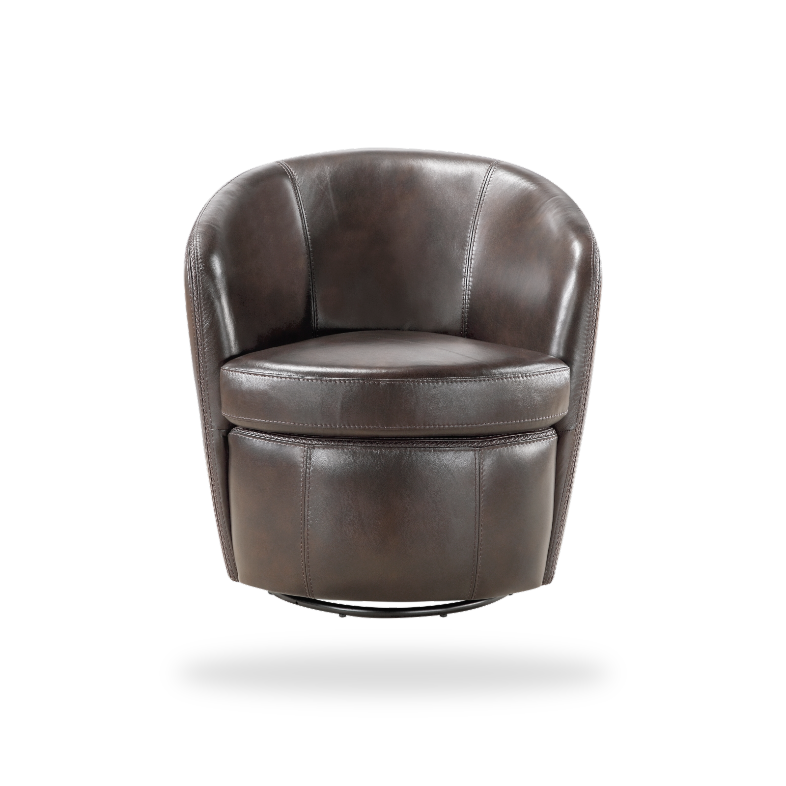 Tanner bronze top grain leather swivel chair complete front view
