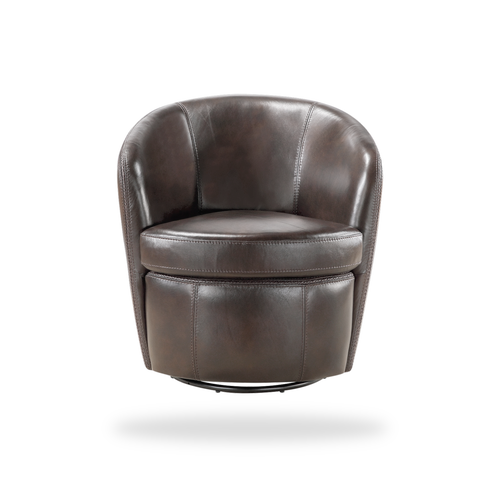 Tanner bronze top grain leather swivel chair complete front view