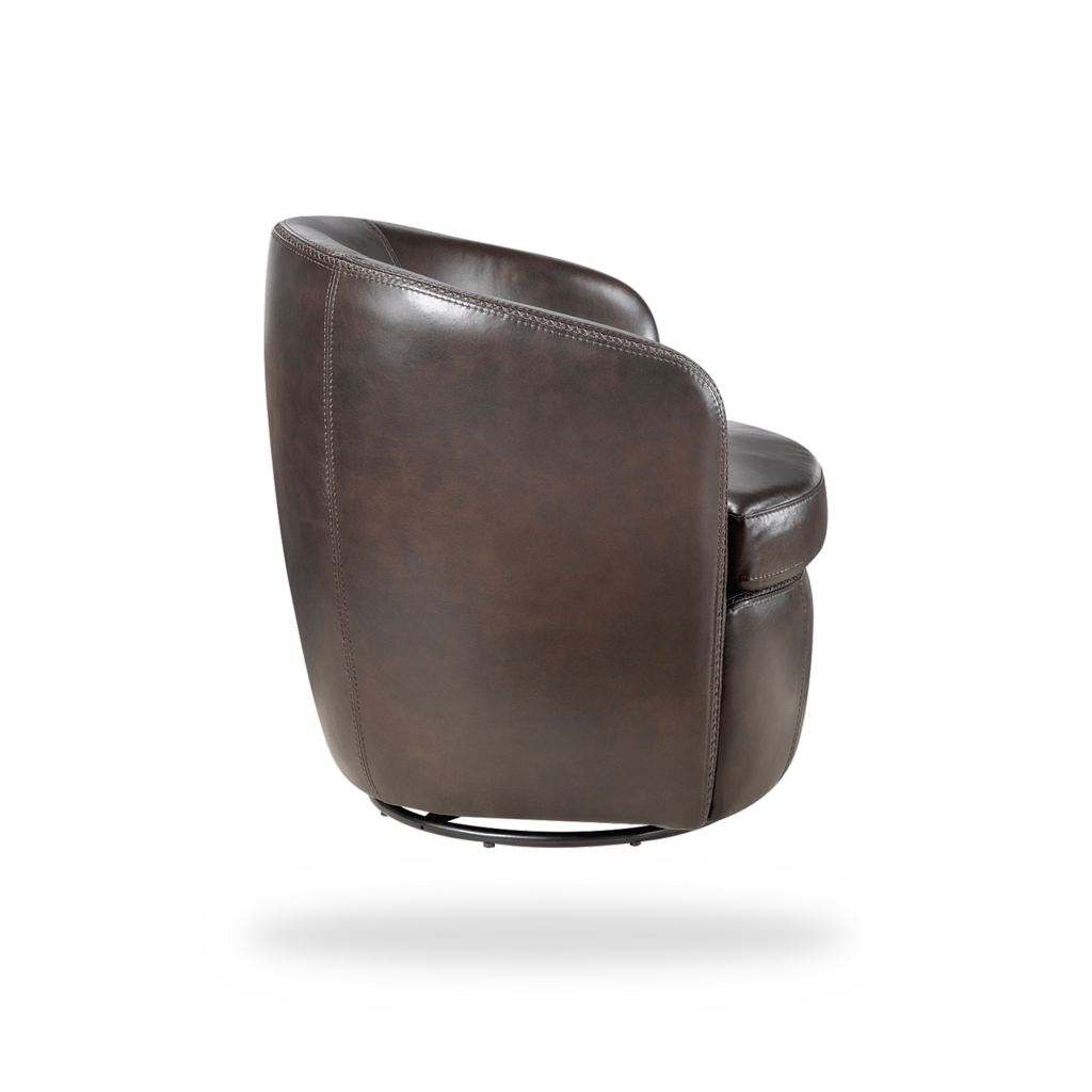 Tanner bronze top grain leather swivel chair side view
