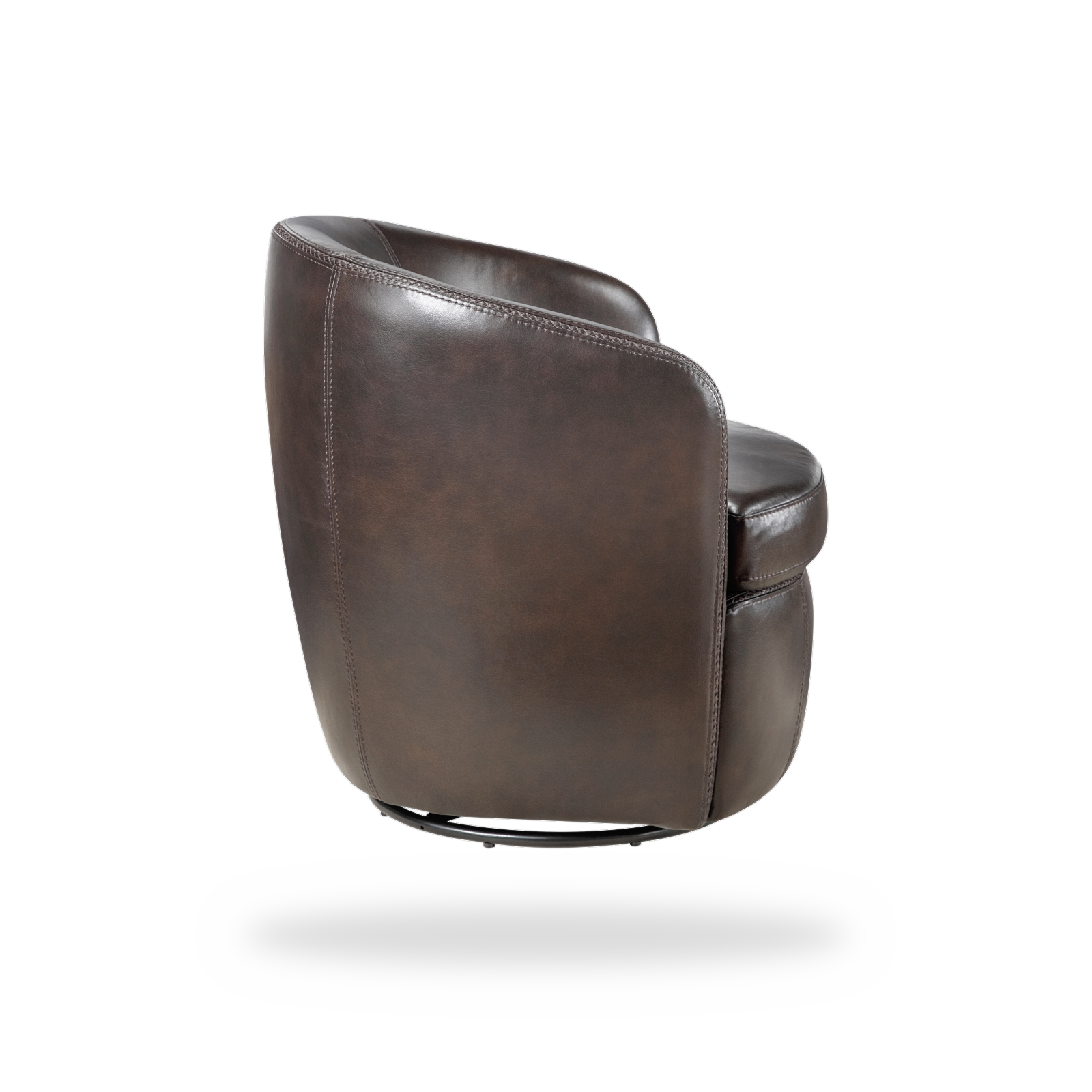 Tanner bronze top grain leather swivel chair side view