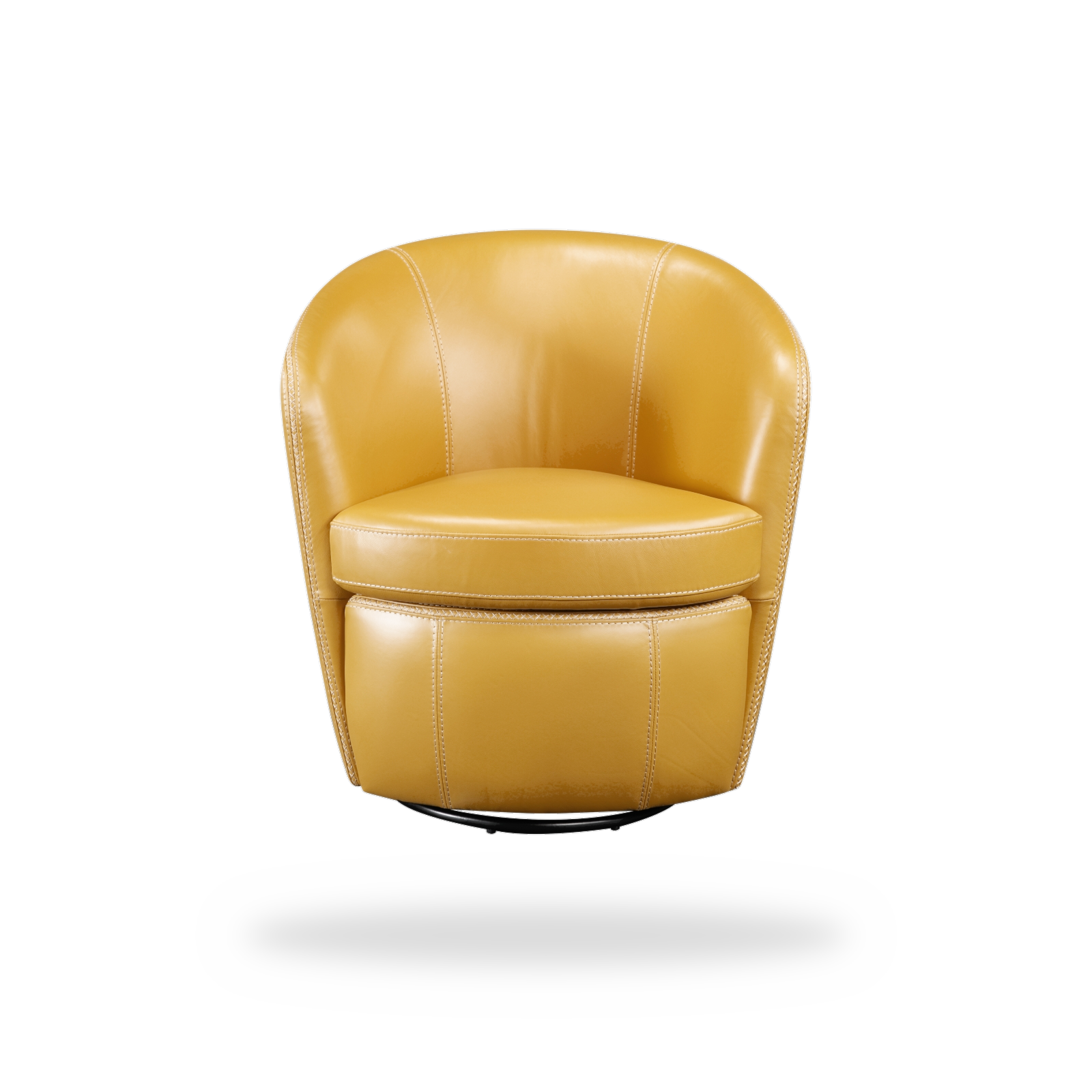 Tanner yellow top grain leather swivel chair complete front view