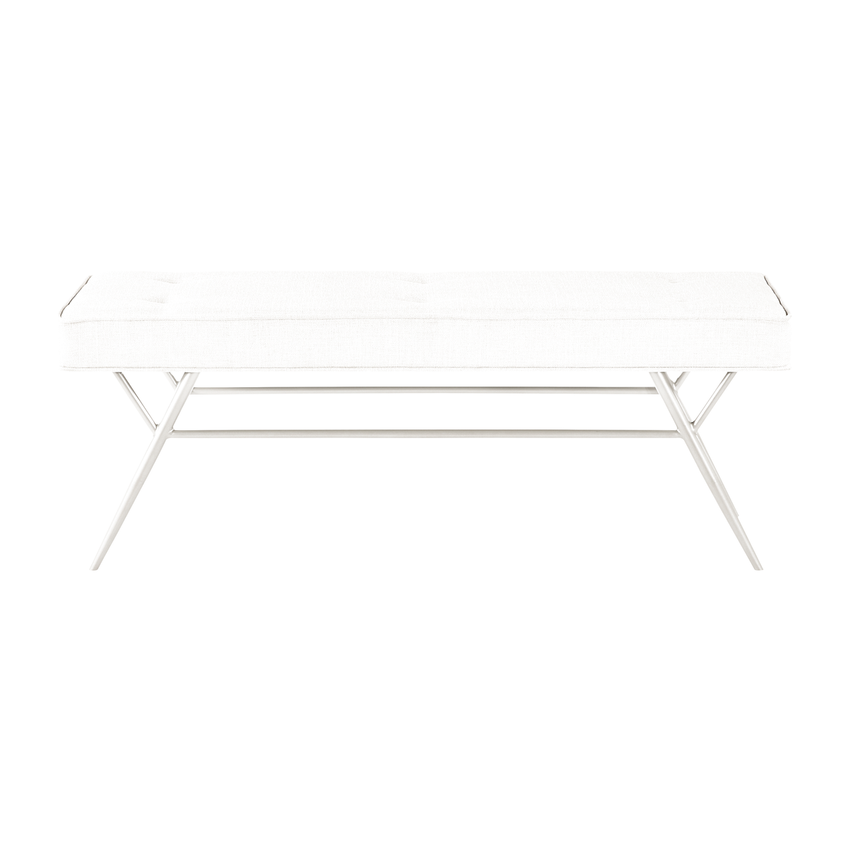 Warren Bench — Beige textured fabric, front view