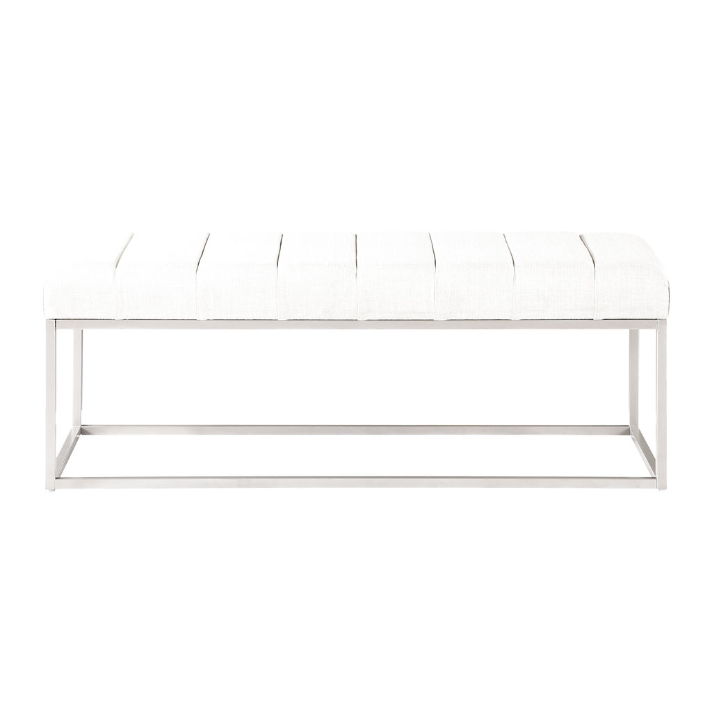 Wendell Bench — Beige textured fabric, front view