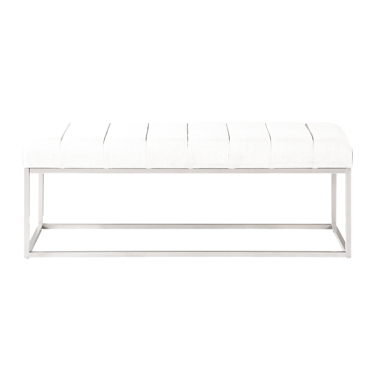 Wendell Bench — Beige textured fabric, front view